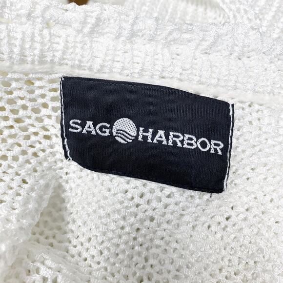 Sag Harbor Womens White Knit Short Sleeve Button Front Knit Cardigan Sweater - Picture 6 of 6